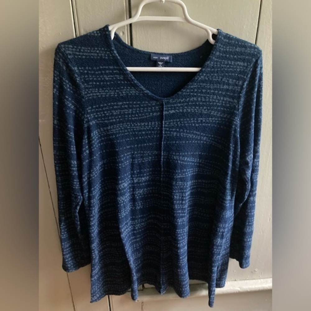 Pure J Jill Indigo Size S Petite Blue V-Neck Long Sleeve Knit Tunic Top
